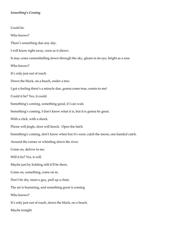 Something's Coming lyrics