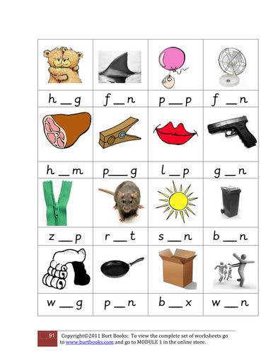 phonics filling in the middle sound wsheet 2 by coreenburt teaching