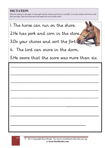 PHONICS The OR SOUND dictation