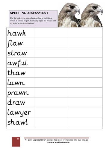 PHONICS The AW sound spelling assessment