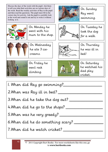 PHONICS The AY sound Days of the week.