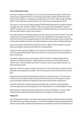 Harris Academy Bermondsey Case Study