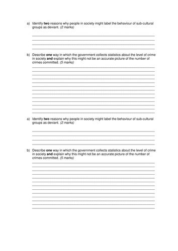 Crime and deviance practise questions