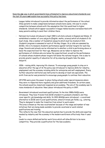 Changes in education