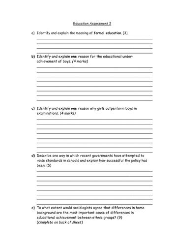 Education exam questions