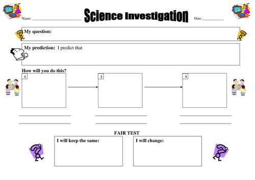 Worksheet for planning fair tests