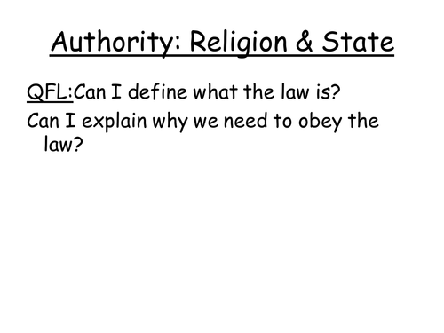 Authority - Religion & State Lesson 1