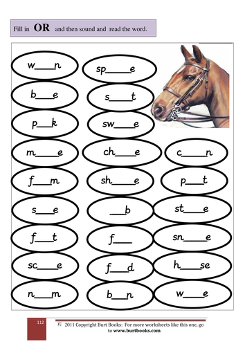 PHONICS Fill the OR into the words