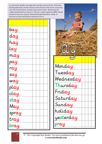 PHONICS The AY sound word list. by coreenburt | Teaching Resources