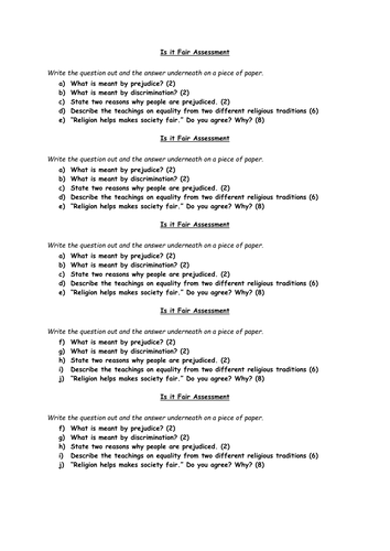 Is it Fair past exam questions