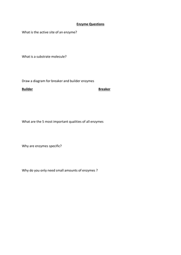 Enzyme structure questions