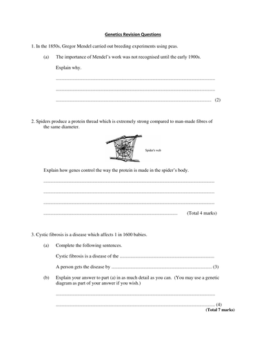 Genetics Revision Questions