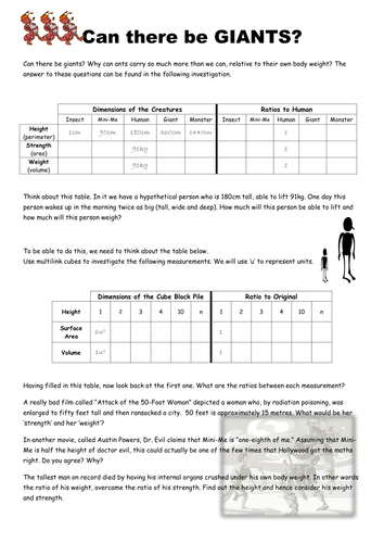 key stage 3 maths worksheet with investigation by
