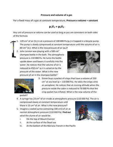 Boyles Law Worksheet by simoninpng | Teaching Resources