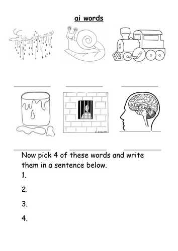 ai words worksheet  Teaching Resources