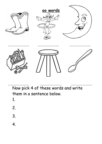 oo words worksheet