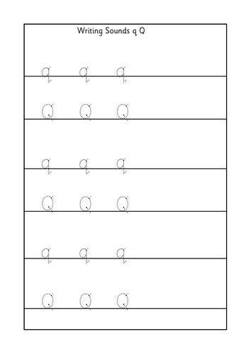 phonics letter formation worksheet q q in sassoon