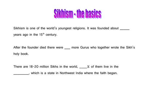 Sikhism resources for 5 lessons