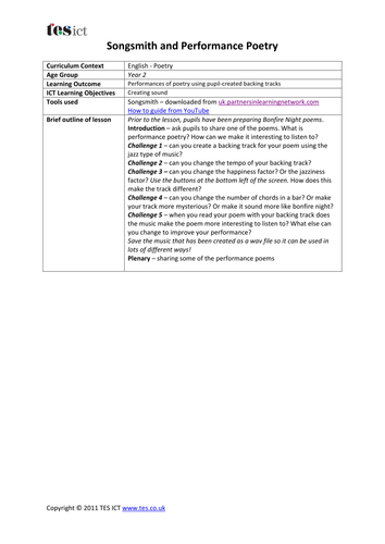 Performance Poetry and Songsmith