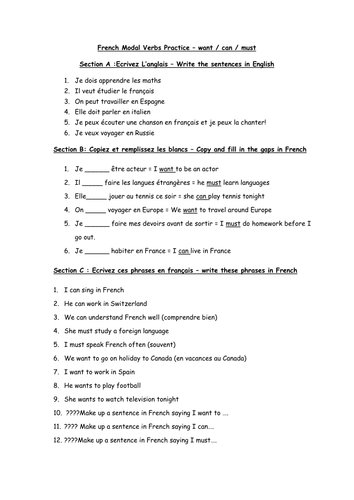 Modal Verbs Worksheet | Teaching Resources