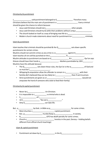 Religion & human experience revision sheet