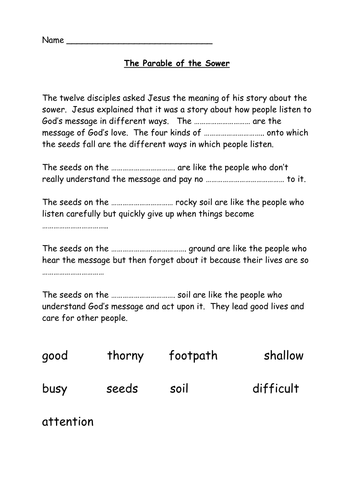 Parable Of The Sower Teaching Resources