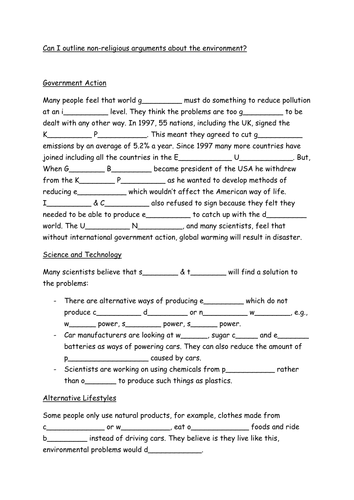 Non religious arguments about the environment