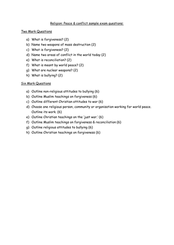 Peace & conflict questions