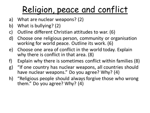 Peace & conflict questions 2008