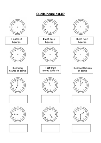 Quelle heure est-il? worksheets | Teaching Resources