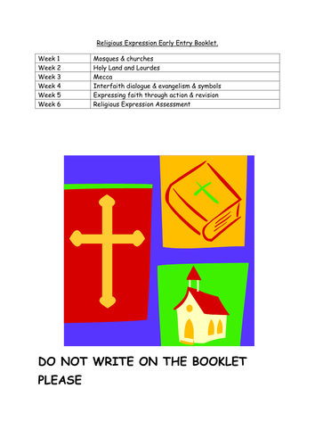 Religious Expression early entry booklet