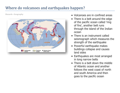 Where do volcanoes and earthquakes happen?