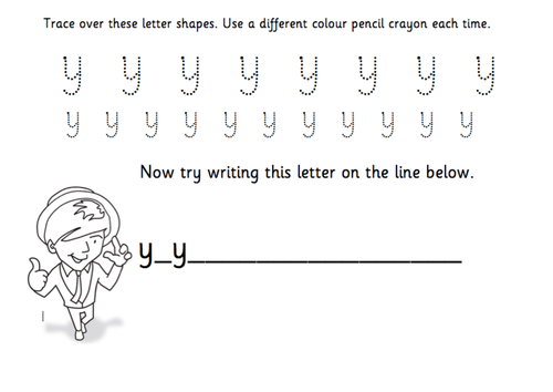 TES Phonics Does Handwriting - y