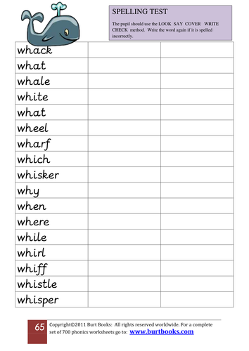 PHONICS Silent H spelling assessment