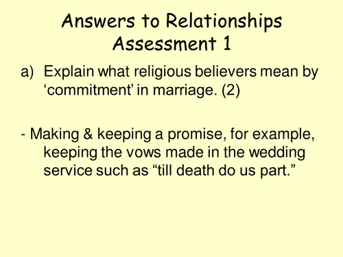 Relationships exam questions & answers | Teaching Resources