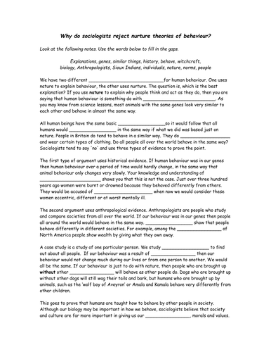 Nature v nurture essay