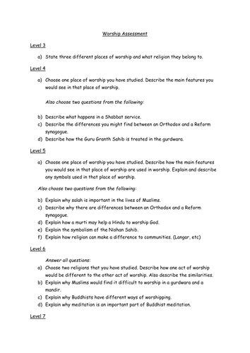 Worship assessment