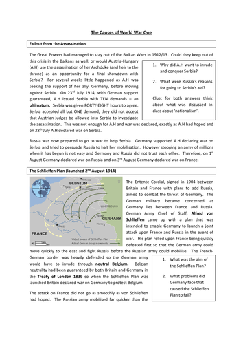 Causes of WWI Worksheet 2 | Teaching Resources