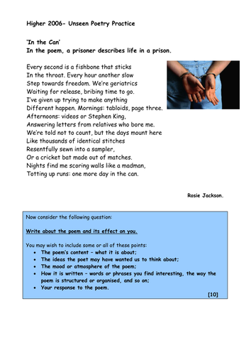 Activity on the poem in the can