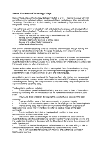 Samuel Ward Arts and Technology College Case Study