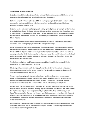 The Abingdon Diploma Partnership Case Study