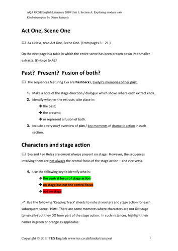 Kindertransport – Characters & Stage Action