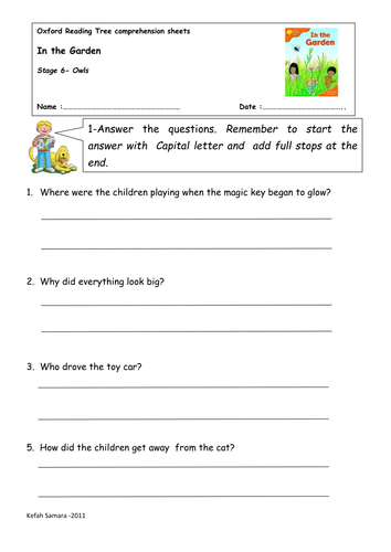 Oxford Reading Tree Prehension Sheets