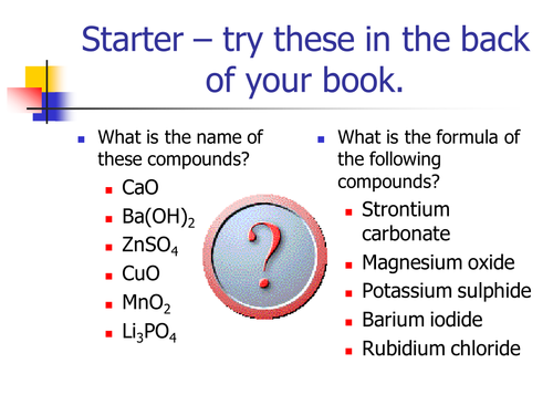 Comparing compounds and elements