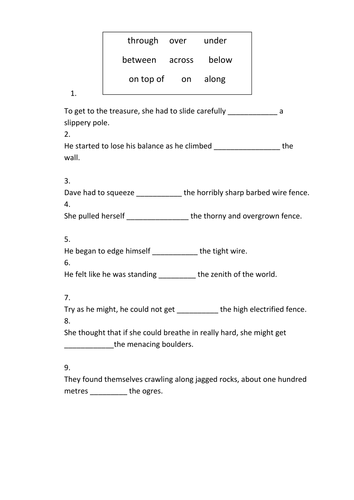 Using simple prepositions (medium difficulty) | Teaching Resources