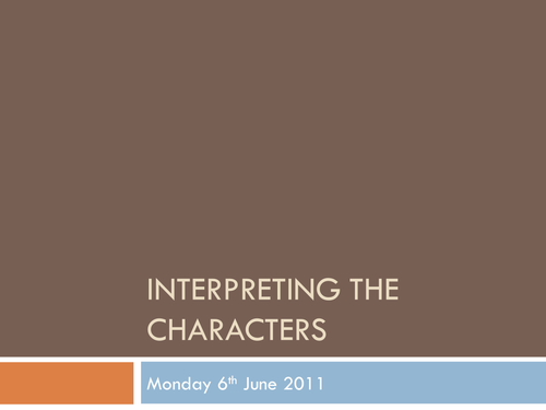 Twelfth Night: Interpreting Characters Powerpoint