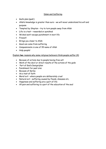 Suffering in Islam notes