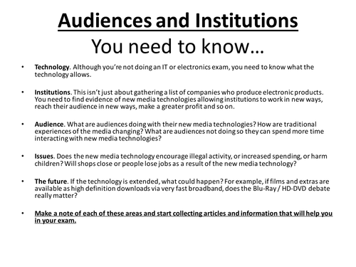 Audiences and Institutions introduction