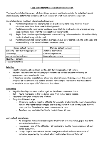 Social class and education