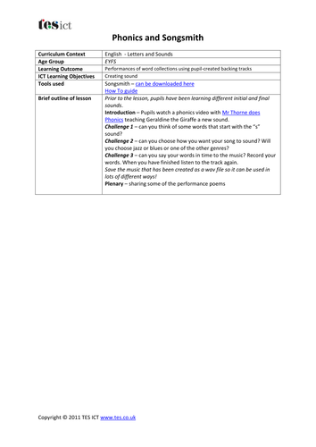 Phonics and Songsmith